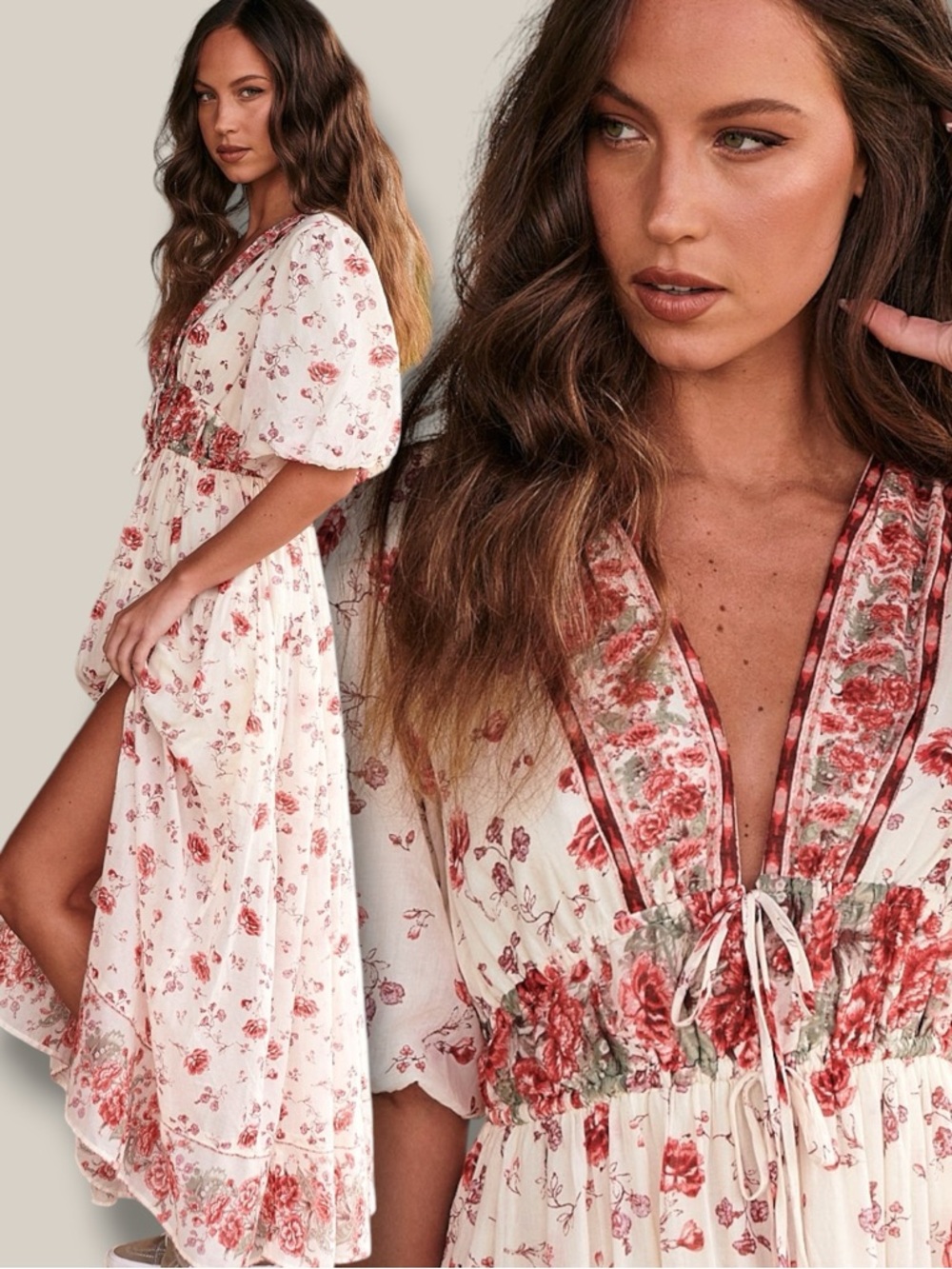 Free People Dainty Ethereal Cottage Floral Lysette Maxi Dress Medium Bohemian - Picture 2 of 15